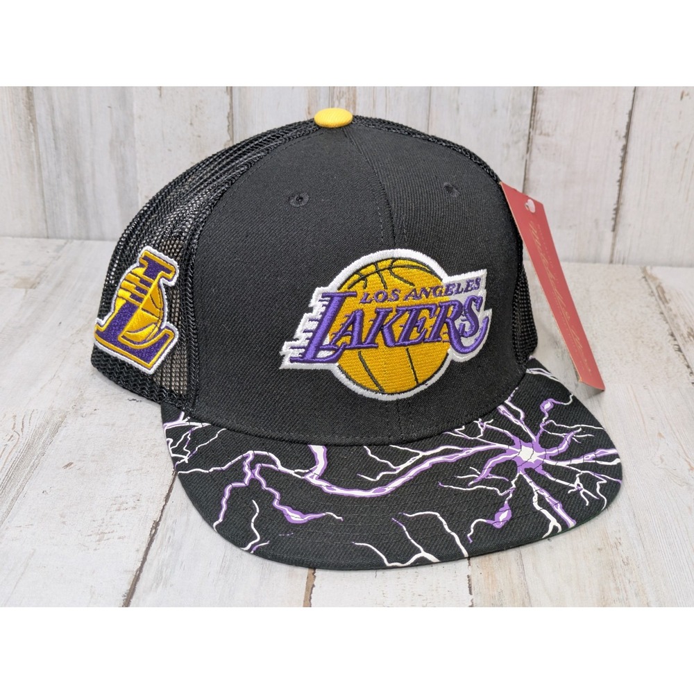 Mitchell and Ness Los Angeles Lakers Storm Season NBA Snapback Hat Trucker Mesh